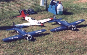 George Boardman's squadron, two Bearcats and a Mig 7 - photo by Shepherd